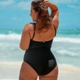 thumbnail image 3 of RELLECIGA Women's Ruched Neck Halter Twist Bandeau One Piece Swimwear Bathing Suits, 3 of 8