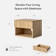 thumbnail image 2 of EYYTHUNG Wall-Mounted Floating Nightstand Set of 2, Modern Fluted Cabinet Bedside Table with Drawer & Storage Shelf, Natural Oak, 2 of 7