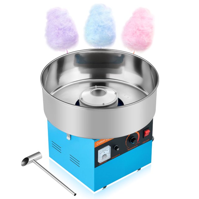 VEVOR Machine Commerciale pour Barbe à Papa, Fabricant de Fil à Sucre Électrique, Acier Inoxydable, Bleu