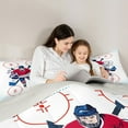 thumbnail image 4 of Manfei Boys Ball Gamer 7-Piece Bedding Comforter Set,Hockey Sport Lovers King Bedding Sets,Red White Blue Bed Sheets For Boys Kids,Microfiber Bedroom Decor Reversible, 4 of 8