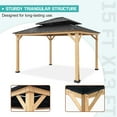 thumbnail image 5 of EAGLE PEAK 13' x 11' Outdoor Cedar Framed Hardtop Gazebo, Galvanized Steel Double Roof Gazebo Canopy for Garden, Patio, Lawn and Party, Black, 5 of 10