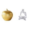 thumbnail image 1 of Escultura de fruta abstracta, figura de lector, estatua de resina, pensador, decoración artística única, artesanía de resina, adecuada para dormitorio, 1 of 8