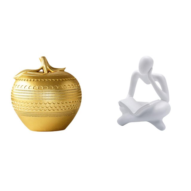 Escultura de fruta abstracta, figura de lector, estatua de resina, pensador, decoración artística única, artesanía de resina, adecuada para dormitorio
