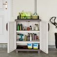 thumbnail image 4 of Costway Storage Cabinet, Freestanding Buffet Cabinet Sideboard with 2 Doors and Shelves Brown and White, 4 of 10