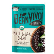 BeanVIVO Organics Plant based Protein Baja Black Beans - Good Source of Fiber - Nutritious & Microwave Meals - Gluten-Free Plant Food - 10 oz Pouch