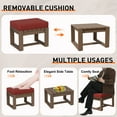 thumbnail image 5 of INTER HUT 2 Pieces Outdoor Patio Wood Ottomans, Outdoor Footrest Furniture with Red Cushions, 5 of 7