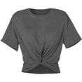thumbnail image 5 of Rhuody Womens Spring Tops Summer Short Sleeve Tee Solid Color Blouse Round Neck Cropped T Shirt Basic Clothes Dark Gray L, 5 of 5