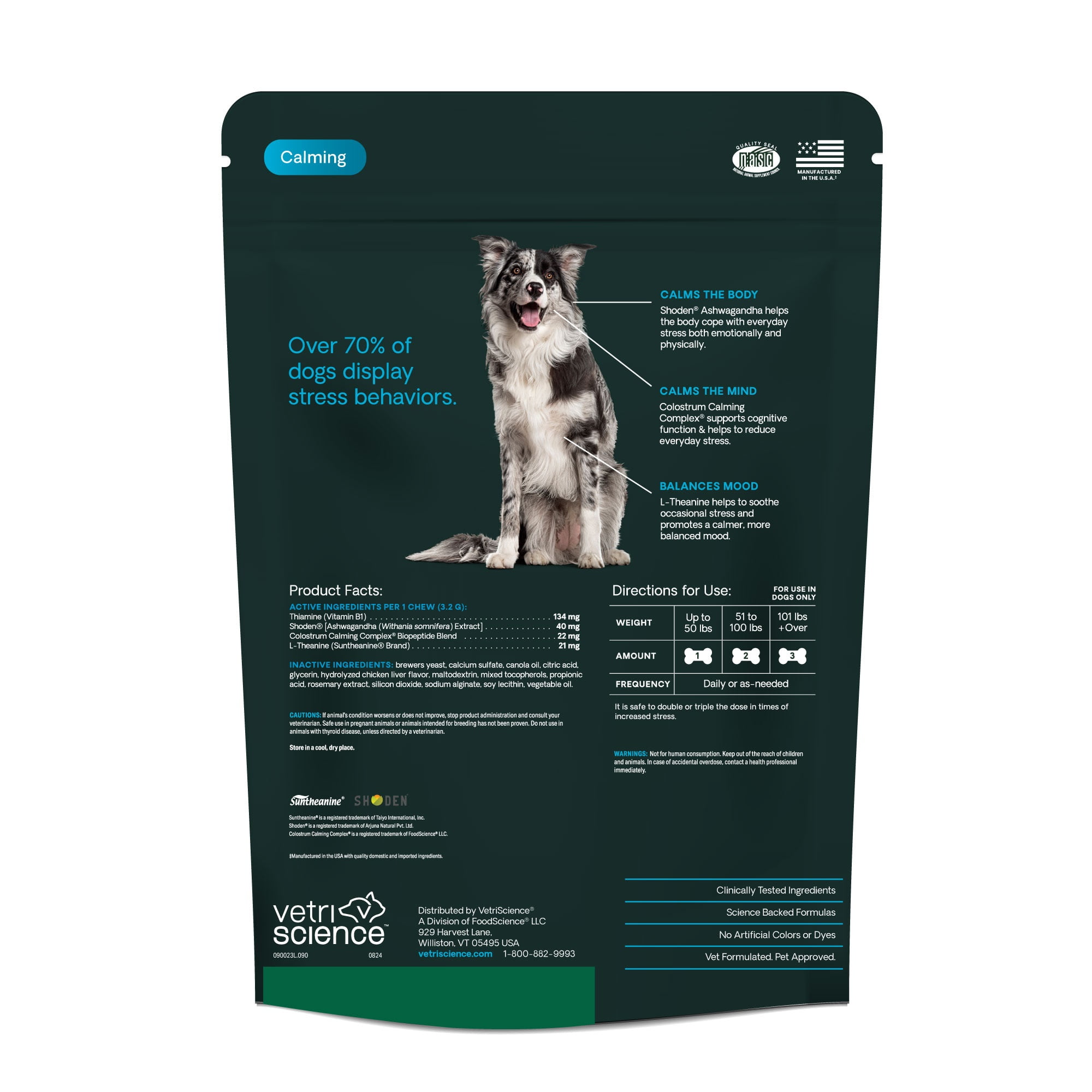 VetriScience Composure Long Lasting for Dogs, Calming Behavior and Anxiety Support, Chicken Liver Flavor, 90 Bite Sized Chews