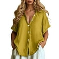 thumbnail image 2 of Plain T Shirts for Women 2025 Short Sleeve Button Down Collared Business Casual Tshirt Blouse Womens T Shirts, 2 of 5