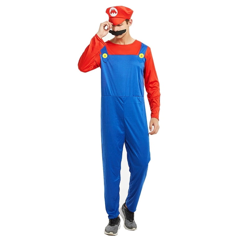 Costume Super Bros Cosplay – Accessori Per Carnevale E Halloween Con Cappello, Guanti E Bottoni, Taglia Unica, Rosso