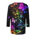 thumbnail image 6 of ZQGJB Cute Butterfly Print Shirts for Women Dressy Casual 3/4 Lenght Sleeve Round Neck Graphic T-Shitrs Top Loose Fit Comfy Tunic Tees Blouse Multicolor#11 XL, 6 of 6