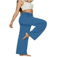 thumbnail image 5 of FRSASU Women's Barrel Leg Pants Solid Elasticated Waist Soft Wide Leg Pants with Pockets Casual Sweatpants Blue, 5 of 8