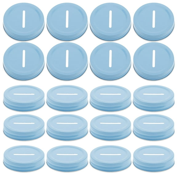 HOMOBABE 20Pcs Tinplate Replacement Coin Bank Slot Lid For Mason Jars Regular Lids Saving Coins 7.0x7.0x0.6in