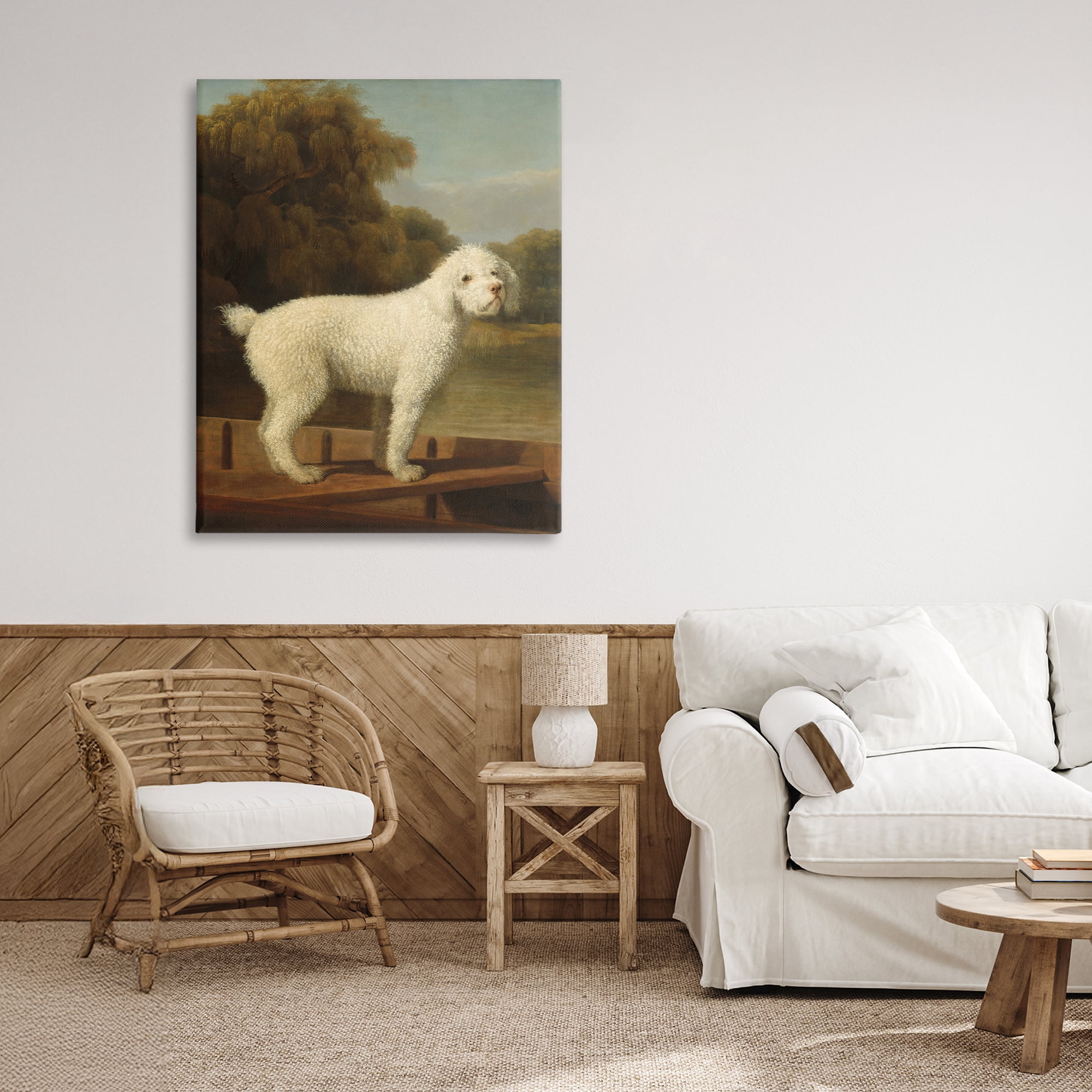 Stupell Industries White Poodle in a Punt Canvas Wall Art, design by Tina LeCour