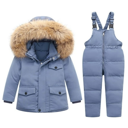 

Bidobibo Girls Boys Winter Warm Puffer Hooded Puffer Jacket Coat and Pants Jumpsuit 2-Piece Snow Ski Down Coats Snowsuit Skisuit Set