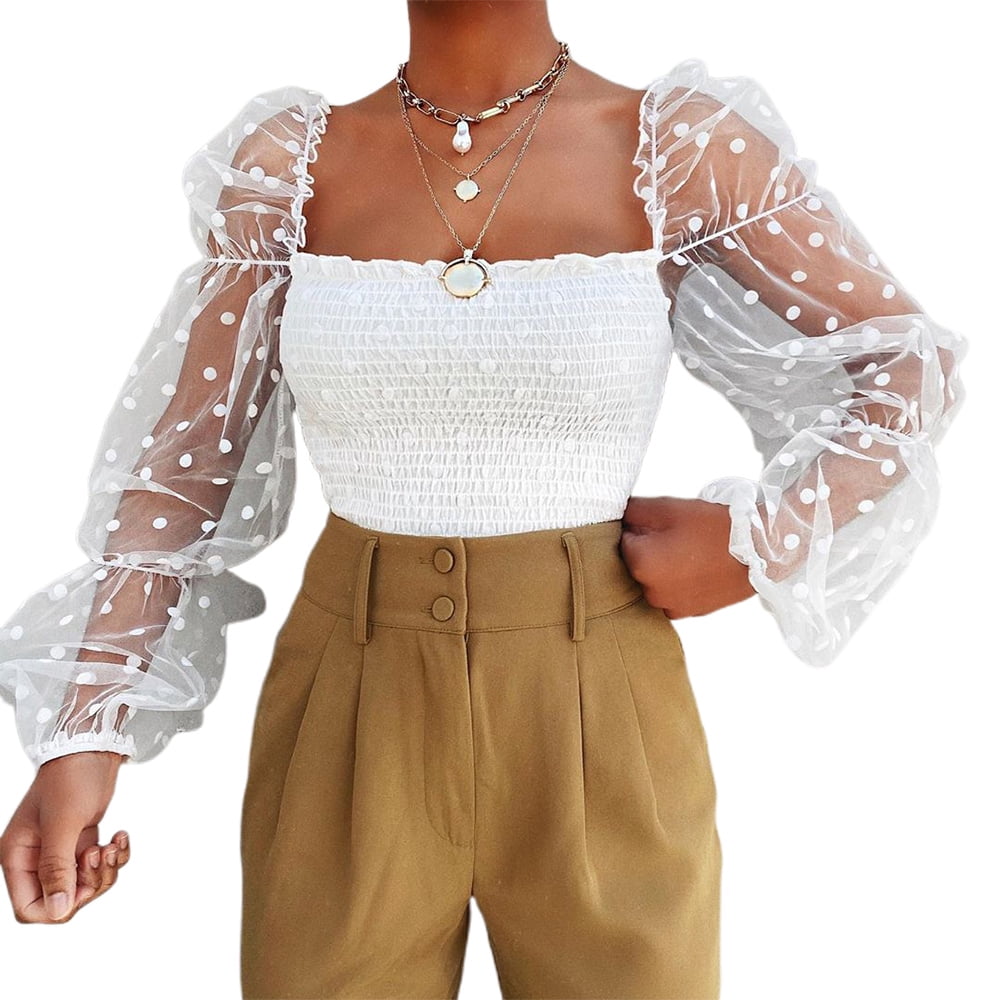 tops with see through sleeves