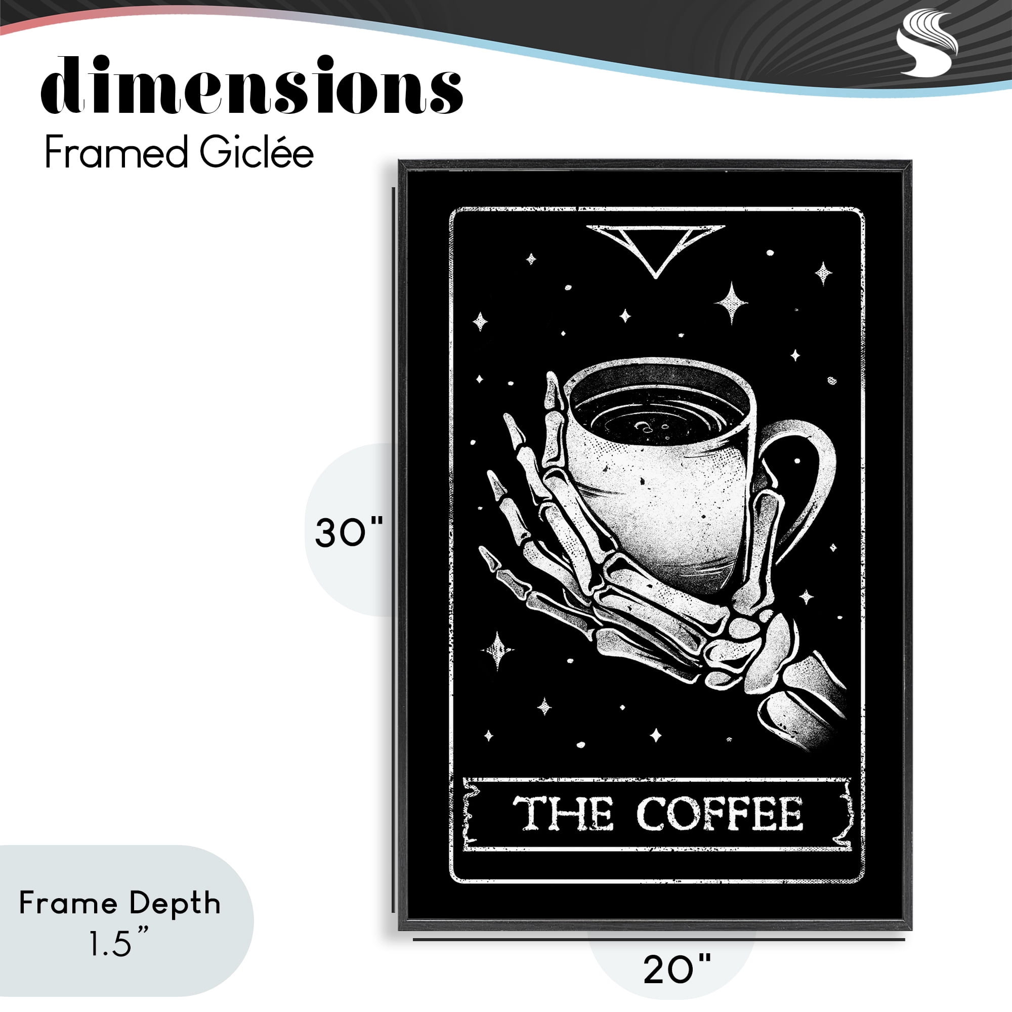 Stupell Industries The Coffee Tarot Card Black Framed Giclee Art, design by EduEly Designs