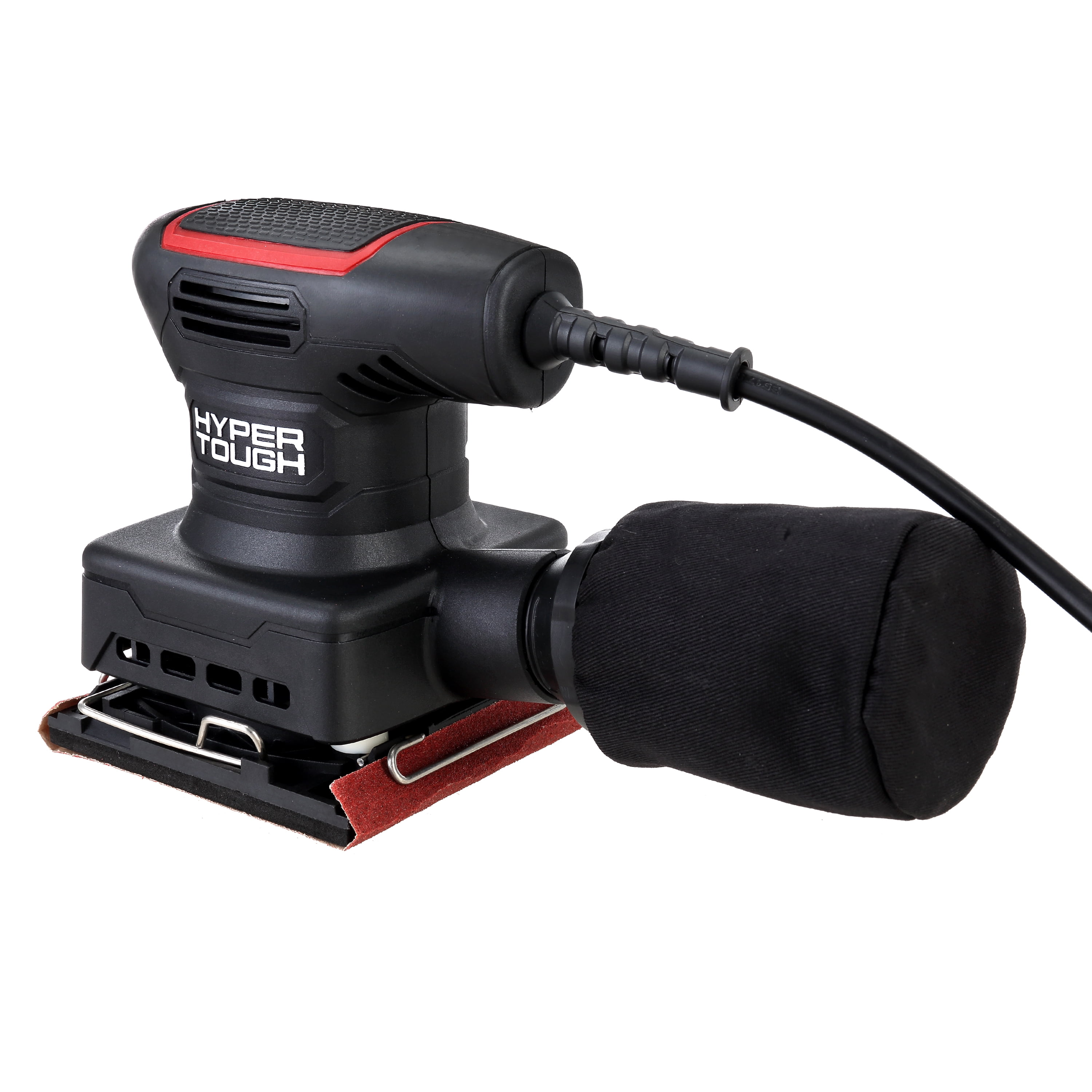 Hyper Tough 2.2 AMP Corded 1/4 Sheet Palm Sander with Dust Bag and Sanding Sheets