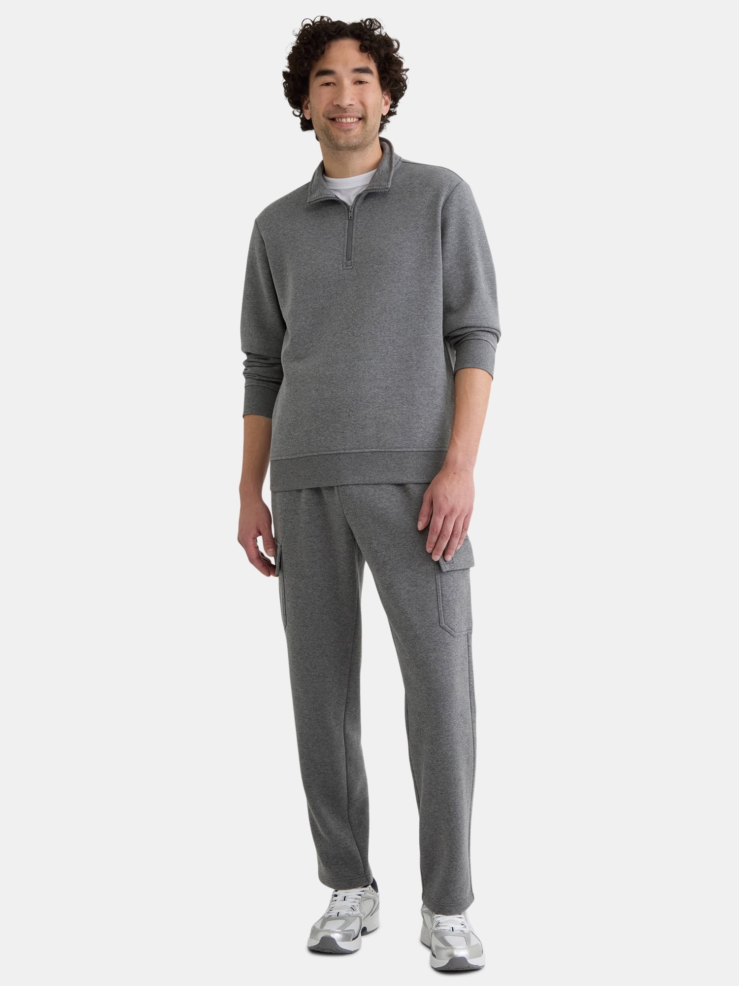 Athletic Works Men's Active Fleece Quarter Zip Sweatshirt, Size XS-5XL
