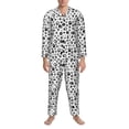 thumbnail image 3 of Balery Black Footprints Pijama para Hombre de Dos Piezas con Manga Larga, Conjunto de Dormir y Descanso Suave con Bolsillos-Small, 3 of 7