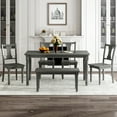 thumbnail image 3 of Churanty Classic 6 Pieces Dining Set Gray Wooden Rectangle Table and 4 Chairs with Bench for Kitchen Dining Room, 3 of 11