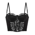 thumbnail image 4 of Sujetador moldeador de cuerpo con diseño de espiga larga para mujer, ropa interior sexy con ribete de encaje brillante, aro de acero suave, sujetador tipo chaleco fruncido, 4 of 6