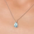 thumbnail image 3 of Gem Stone King 14K White Gold Sky Blue Aquamarine Pendant Necklace for Women | 0.90 Cttw | Gemstone March Birthstone | Pear Shape 8X6MM | With 18 inch Chain, 3 of 6