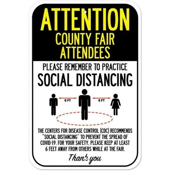 SignMission A-1218-25378 Public Safety Sign - Attention County Fair Attendees Practice Social Distancing