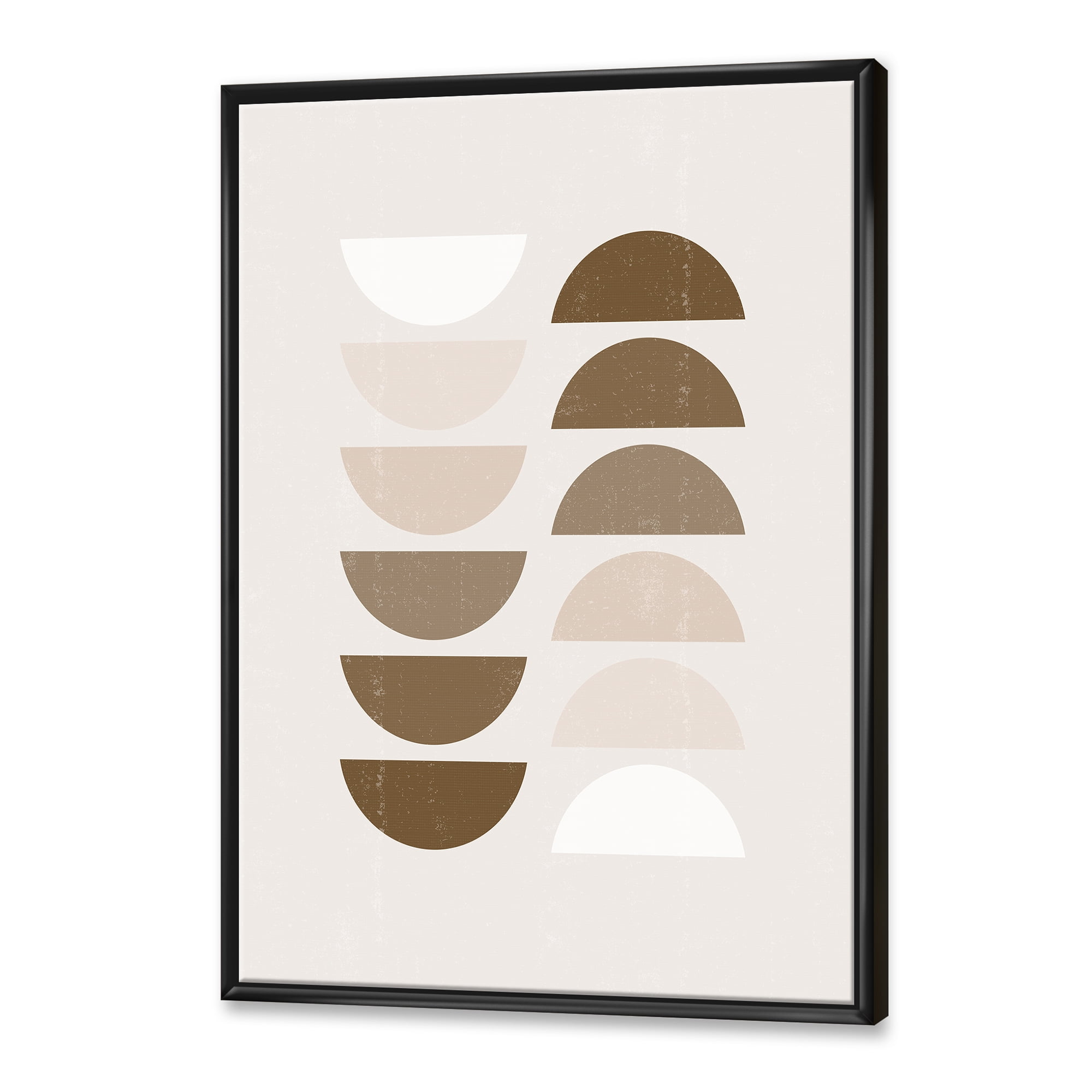 Designart 'Abstract Moon and Sun Geometrics In Terracotta II' Modern Framed Canvas Wall Art Print