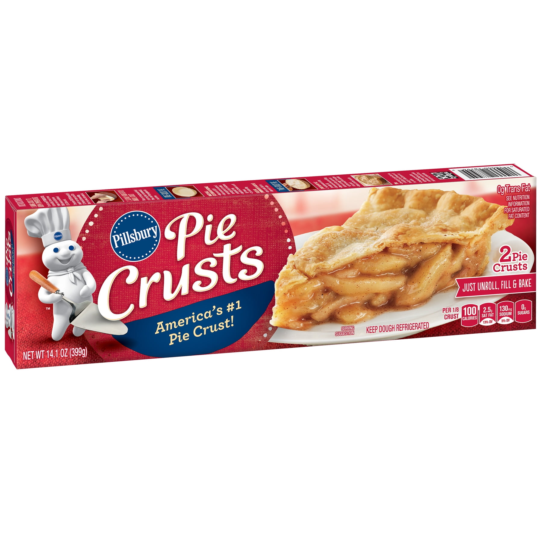 Pillsbury Refrigerated Pie Crusts, 2 Ct, 14.1 oz Box - Walmart.com