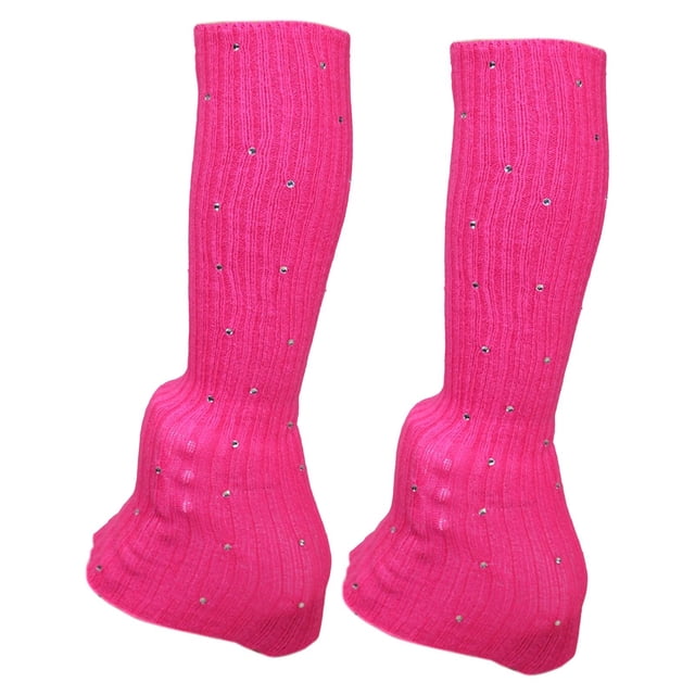 Calentadores de piernas largos de punto para patinaje artístico, para danza y deportes de invierno Rosa roja