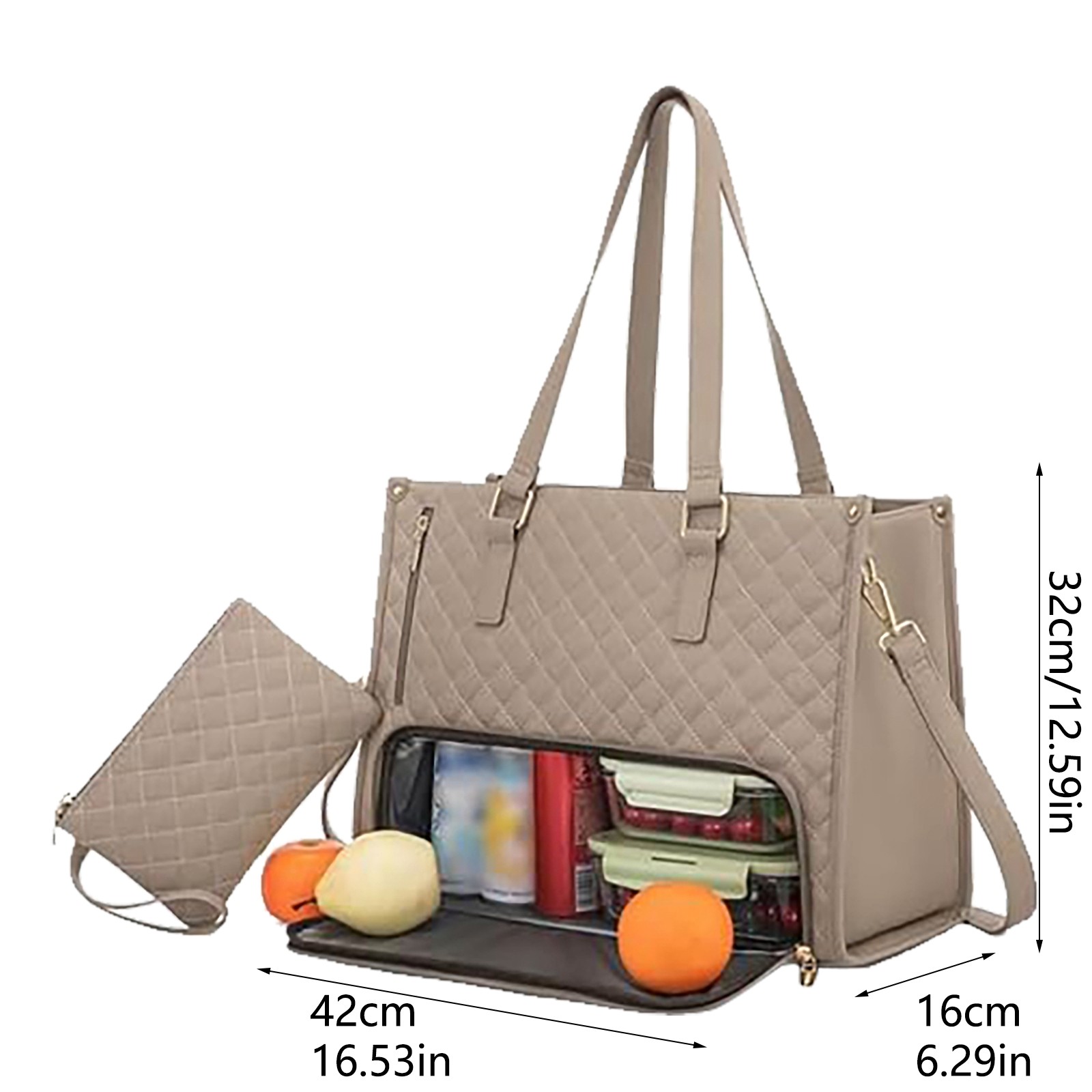 Sac Fourre-tout 2 En 1 Avec Compartiment à Déjeuner - élégant, Isotherme, Convertible