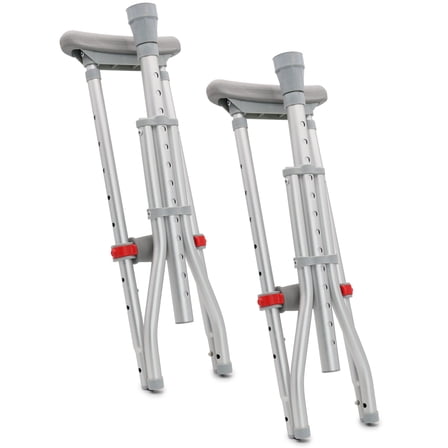 DMI Universal Aluminum Crutches, Fits 4'6"–6'6", 300 lb Capacity, Adjustable Underarm Walking Aid for Youth and Adults, Slip‑Resistant Tips