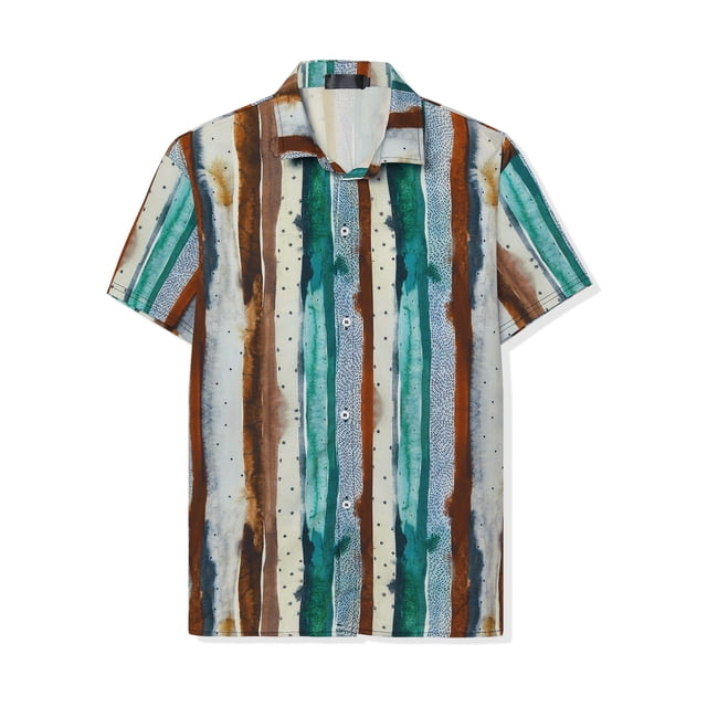 Camisa hawaiana manga corta botones Azul Marrón T M