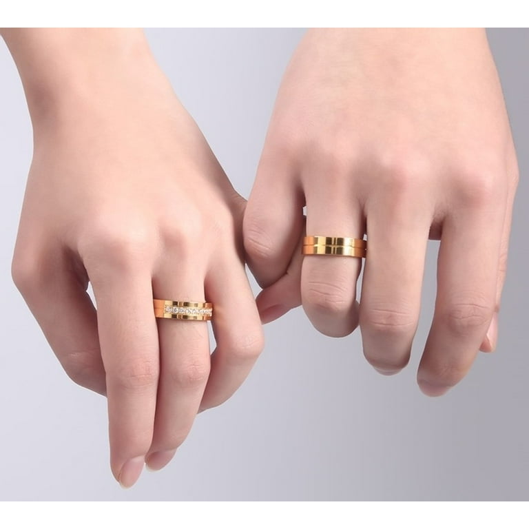 Stainless Steel His and Her Couple s Matching Wedding Band for Men