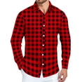thumbnail image 2 of Mens Clothing Blouse Men Dress Shirt Tops Casual Business Plaid Print Long Sleeves Camisa Social Masculina Shirts for Men Casual Slim Fit Mens Designer Clothing Red M, 2 of 5