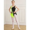 thumbnail image 4 of MSemis Kids Girls Shiny Diamond Color Block Mesh Splice Gymnastics Leotard Skating Jumpsuit Dance Fluorescent Yellow 8, 4 of 7