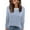 Light Blue, variant on Women T Shirt Round Nenk long Sleeve Casual Striped Print Tees Women Clothes Top Loose Fit