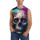 thumbnail image 1 of Fotbe Modern Abstract Colorful Skull B Men's Camiseta sin Mangas Estampada para Hombres, Playera Casual para Gimnasio, Entrenamiento, Playa-Large, 1 of 7