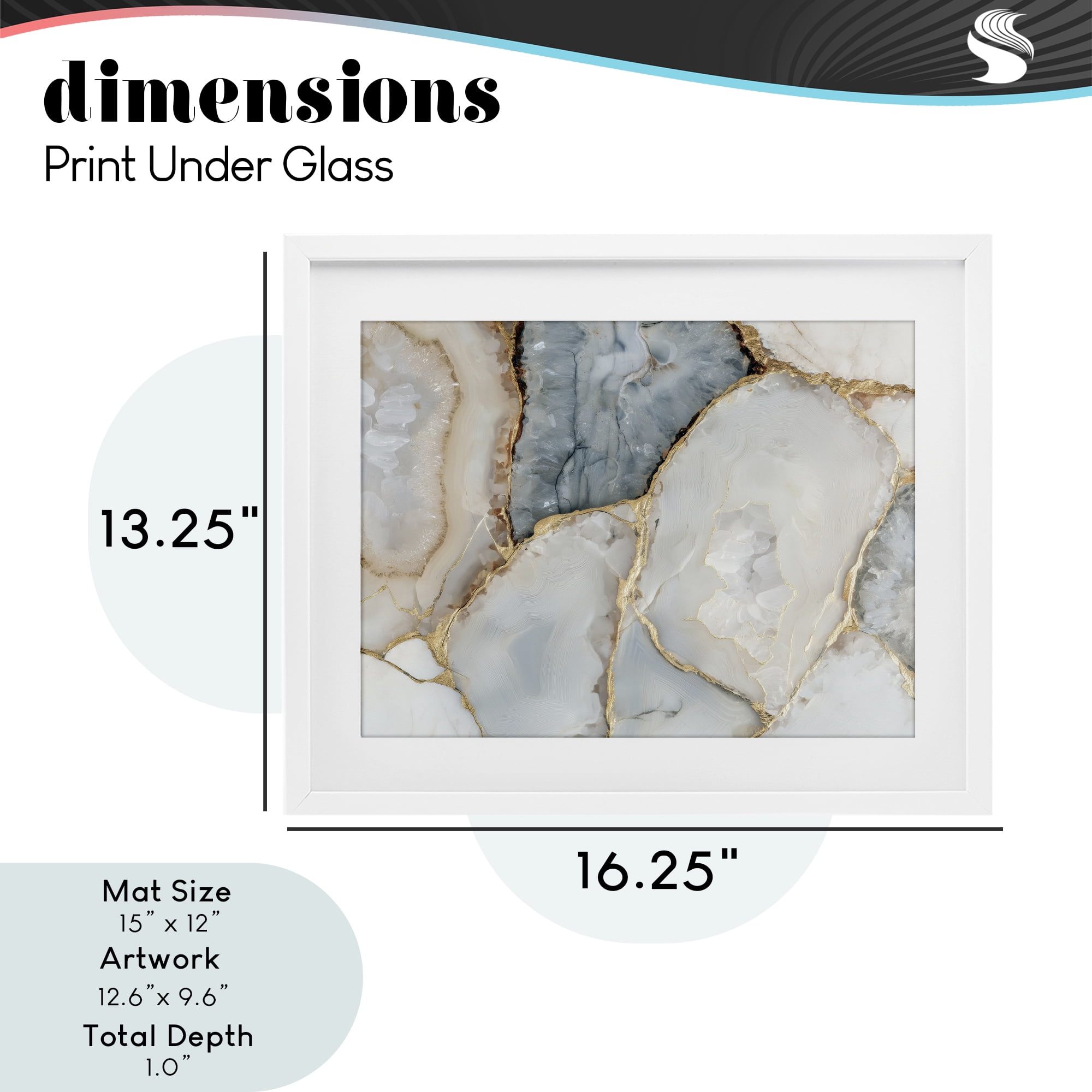 Stupell Industries Golden Vein Quartz White Framed Print Under Glass, design by Svetlana Aleynikova