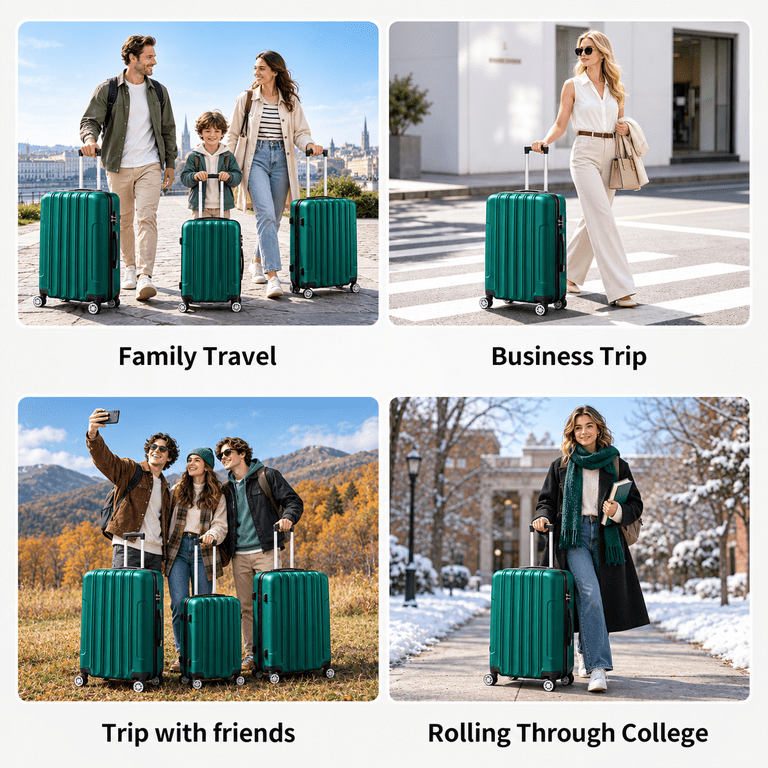 Zimtown 3 Piece Nested Spinner Suitcase Luggage Set With TSA Lock
