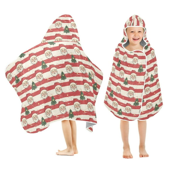 joogoo Vintage Santa Claus Christmas Kids Hooded Beach Towel Baby Bath Towel 23.5"x50"