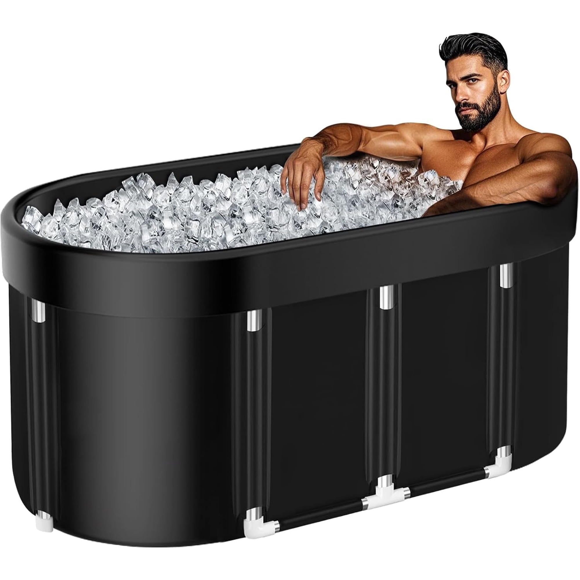 Ecojoy Oval Ice Bath Tub for Athletes with Cover Extra Large Cold Plunge Tub for Recovery - Portable Bathtub Ice Tub with Multiple Layered for Post-Exercise Recovery- Cold Plunge to Soothe Muscles