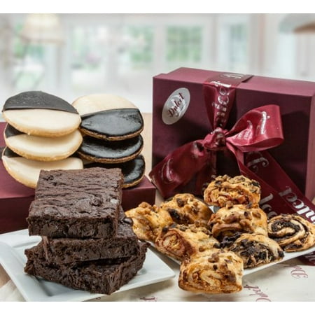 Signature Cookie Gift Box - Dulcet Sympathy Classic Bakery Gift Basket Filled with Walnut Brownies, Mini black and White cookies, and Assorted Rugelach, Great Gift Box!