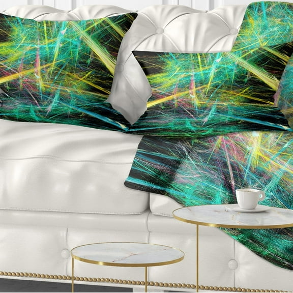 Designart Green Yellow Magical Fractal Pattern - Abstract Throw Pillow - 12x20