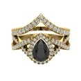 thumbnail image 4 of 14K Gold Wedding Ring Set for Women Pear Cut Black Diamond Big Rings (I,I1), 4 of 5