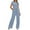 Blue, variant on FJUCHAI Womens 2 Piece Outfits Casual Sweatsuits High Waist Short Sleeve Tracksuit Loose Baggy Wide Leg Pants Sets S-XXXL