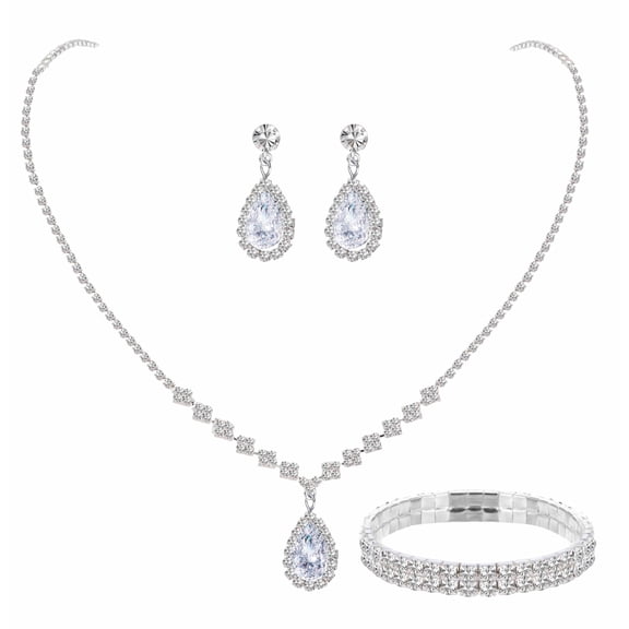 Rhinestone Crystal Wedding Bridal Bridesmaids Earrings Bracelet Set for Women Brides Bridesmaids Crystal Rhinestone Bracelet Earrings Set