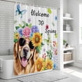 thumbnail image 5 of Spring Dog Shower Curtain Set - Extra Long 72" x 96" Washable Bathtub Curtain with 12 Hooks, Watercolor Botanical Floral Sunflower Waterproof Fabric Stall Shower Curtains for Bathroom/Bathtub Décor, 5 of 6