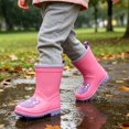 thumbnail image 3 of Otqutp Toddler Rain Boots Waterproof Lightweight Kids Rubber Boots Easy-On Rainboots Cute Cat Non-Slip Sole Rain Shoes for Boys Girls, 3 of 9